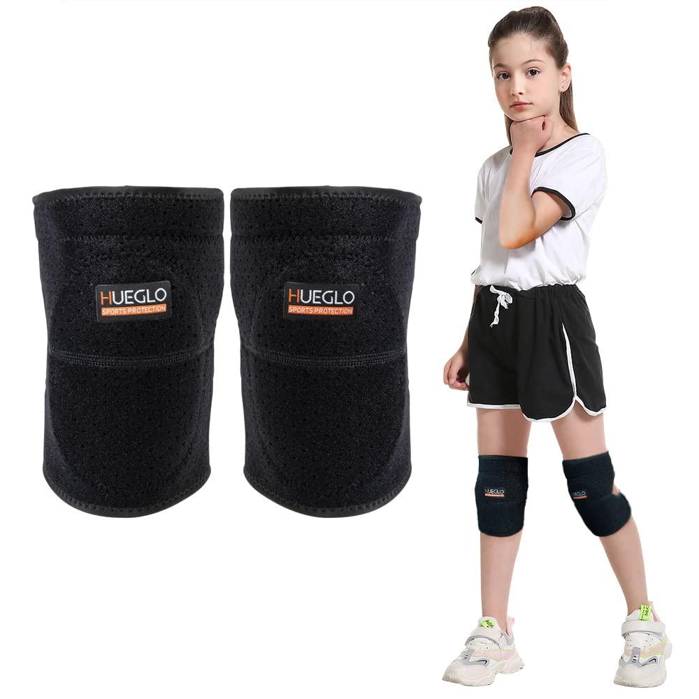 HUEGLO Dance Knee Pads For Kids,Soft Breathable Youth Knees Protective,Knee Support For For Girls 8-14,Dancing,Volleyball,Running Hiking 1Pair,Small (Black)