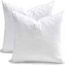 TOPGREEN Feathers Down Pillow Inserts 14x14, Set of 2, 100% Organic Cotton Shell, Soft Decorative Square Throw Pillows for Living Room Sofa, Couch, or Bed (White)