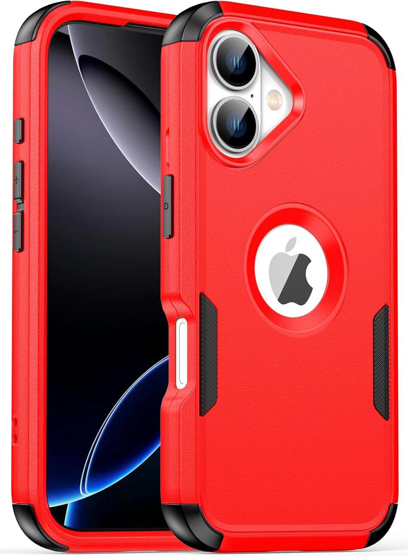 for iPhone 17 Magnetic Case,Compatible with Magsafe,2X Screen Protector,Heavy Duty Protection,Rugged & Durable Phone Case for iPhone 17 Case,Red