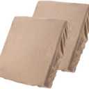 uxcell 2 Pcs Couch Cushion Cover, 20"x20" Polyester Stretch Sofa Cushion Cover Magic Sofa Covers Washable, Non-Slip Covers with Elastic Bottom for Sofa Seat for Home, Light Brown