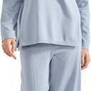 SUUKSESS Women Lounge Sets 2 Piece Pajamas Sets Long Sleeve Tops Wide Leg Pants (L)