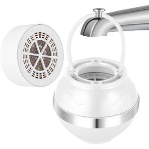 Bath Filter for Tub 2,500 Gallons of Filtration 9 Stages Purify Bathwater for Tub Faucet Bathtub Water Purifier Remove Chlorineand Fluoride,HardWater Softener,BPA Free,For Healthier Skin and Hair (Pearl White)