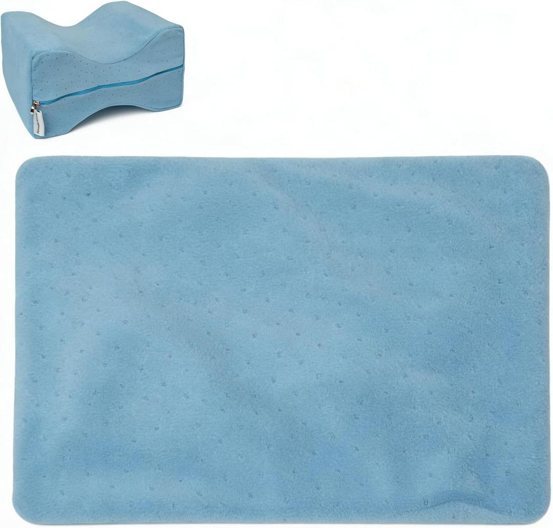 Knee Pillow Cover 10" x 8" x 6", Replacement Leg Pillow Case, Leg Pillow Cover Apply to Memory Foam Knee Pillow Case from Blue