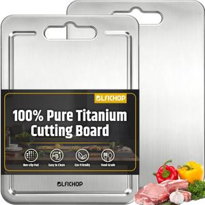 100% Pure Titanium Cutting Boards with Juice Groove, Metal Chopping Boards for kitchen Double-Sided Non-Toxic Cutting Borad Meat, Vegetables and Fruits, Dishwasher Safe, Grey (18 * 12in (XX-Large)