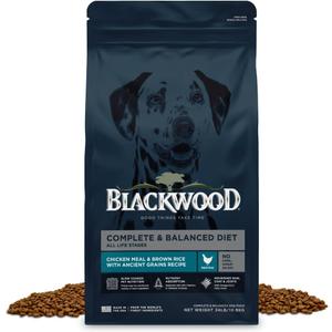 Blackwood Complete & Balanced Diet Dry Dog Food, Chicken Meal & Brown Rice with Ancient Grains, 24 Pound Bag, Slow Cooked with Vitamins & Minerals BDD: 10-16-26