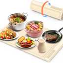 Electric Warming Tray - 3 Modes &Full Surface Heating, Rollable & Portable, Premium Silicone Nano-Material, 3 Temperature Settings, Auto Shut-Off -Versatile Food Warmer for Gatherings, Parties (Cream)