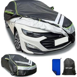 Waterproof Outdoor Cover with Zipper Door Reflective Strips Fit for Toyota Camry, Nissan Altima, Honda Accord, Chevy Malibu, Kia Optima/K5, Subaru Legacy, Buick Regal etc.Gift with Towel(187-194 inch)