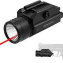 Gmconn 1250 Lumen Tactical Flashlight Red Laser Light Combo, Rechargeable Pistol Light with Strobe/Momentary Compatible with Picatinny