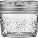 Ball Wide Mouth Quilted Crystal Jelly Jars with Lids and Bands, Used for Canning, Pickling, Juice, Jam, Jelly, Quarter Pint Size (4 Ounce (Pack of 4))