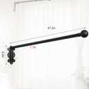 Swing Arm Curtain Rod, Black, 47'' Long, 1.1'' Diameter Pole, Rotate about 180 degrees, Detachable Ball Finial, 1 Piece
