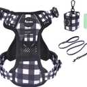 Petmolico No Pull Dog Harness Set with Leash Attachment Easy Control Handle Reflective Harness Vest Small Breed, Puppy Vest and Leash Set with Poop Bag Holder, Small - Plaid