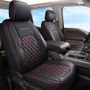 Huidasource Dodge Ram 1500 Front Seat Covers, Full Coverage Truck Seat Cover Fit for 2009-2018 ram 1500, 2010-2025 ram 2500/3500 Crew/Mega Cab, 2019-2025 ram 1500 Classic Only(Flat Front/Black & Red)