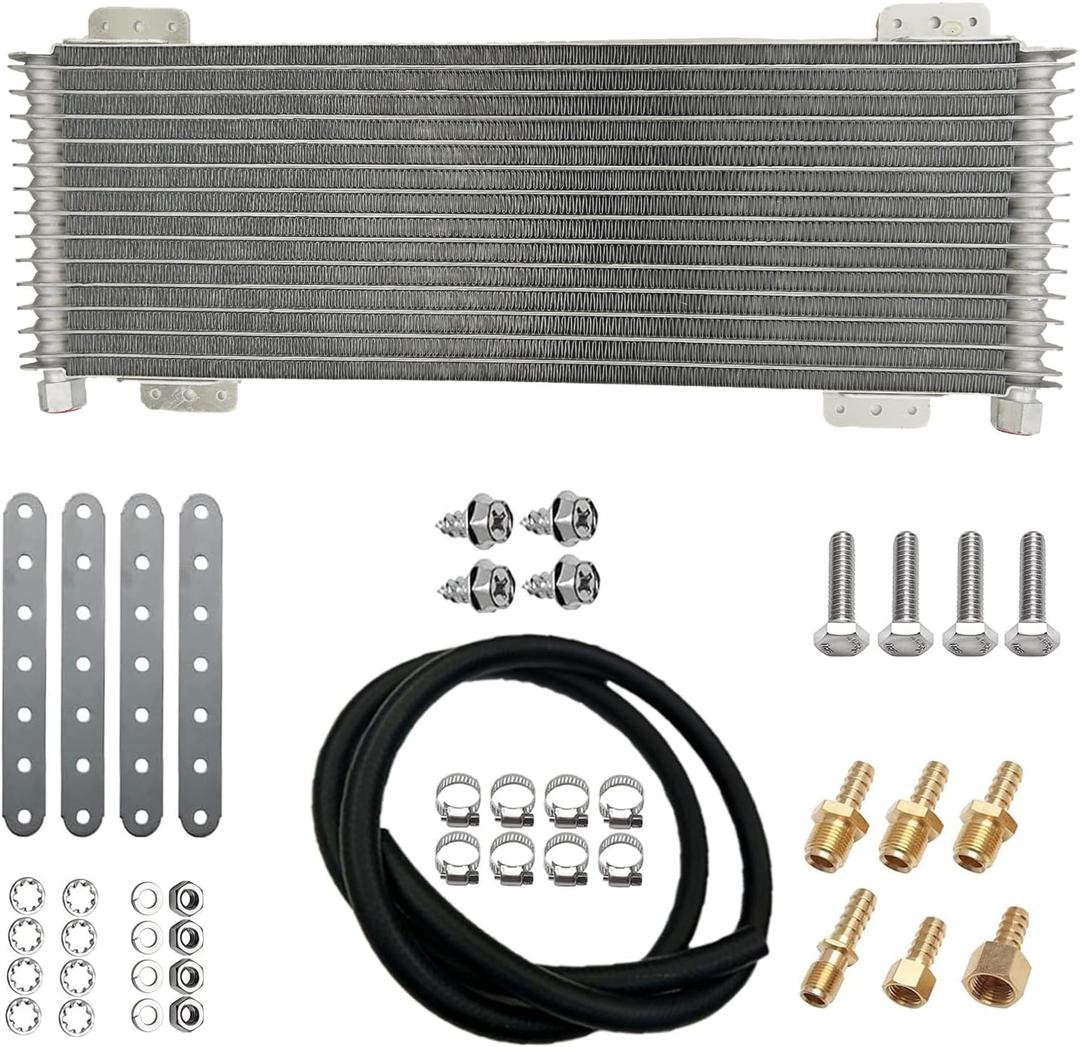 Low Pressure Drop Transmission Oil Cooler 40k Transmission Oil Cool Compatible For Heavy Duty 40,000 GVW Max Low Mounting Hardware Towing Applications and Advanced Cooling Protection LPD47391 (Silver)
