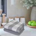 POPULAR HOME BUFFALO CHECKERED LUXURIOUS HEAVY WEIGHT KITCHEN TOWEL SET THE REGAL TOUCH STYLE ULTRA SOFT COTTON Taupe