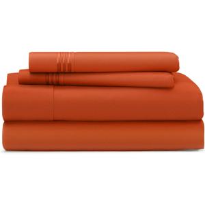 Cosy House Collection Everyday 1500 Series Bed Sheet Set - Ultra Soft & Cool Hotel Bedding - Deep Pocket - Wrinkle, Stain and Fade Resistant - 4 Piece Set (Full, Burnt Orange)