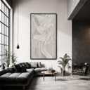 Large Framed Abstract Wall Art 24x48 Inch Grey Textured Canvas Wall Decor