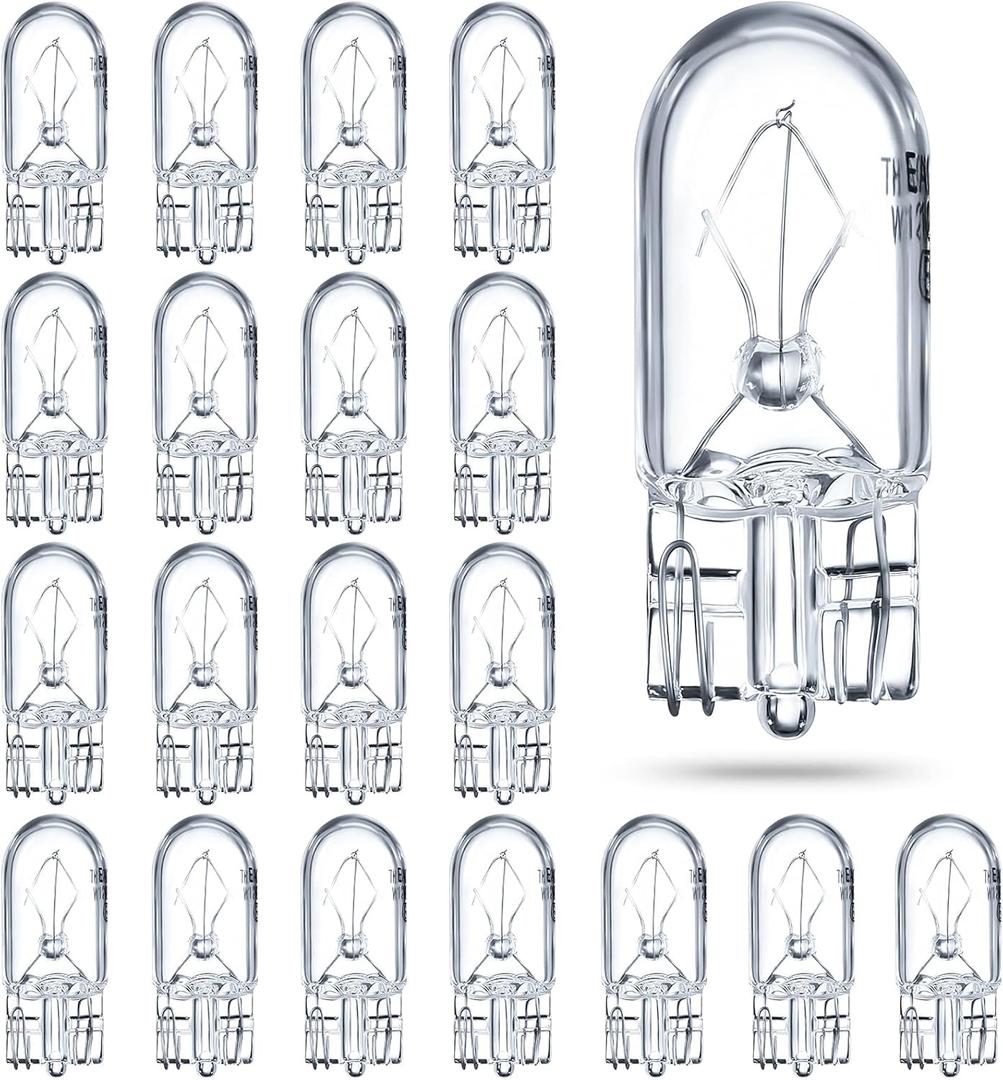 Honoson 1/4 Wedge Base 12V 5W Bulb Clear Krypton Light Bulb for Landscape, RV and Cabinet Lighting (20 Pieces) (Warm White Light)