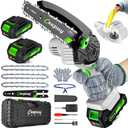 CEEPUY Mini Chainsaw Cordless,6 Inch Portable Electric Chainsaw with Automatic Oiler/Security Lock/Battery Powered Small Handheld Saw for Trees Branches Trimming,Wood Cutting,2 Batteries 3 Chains 2025