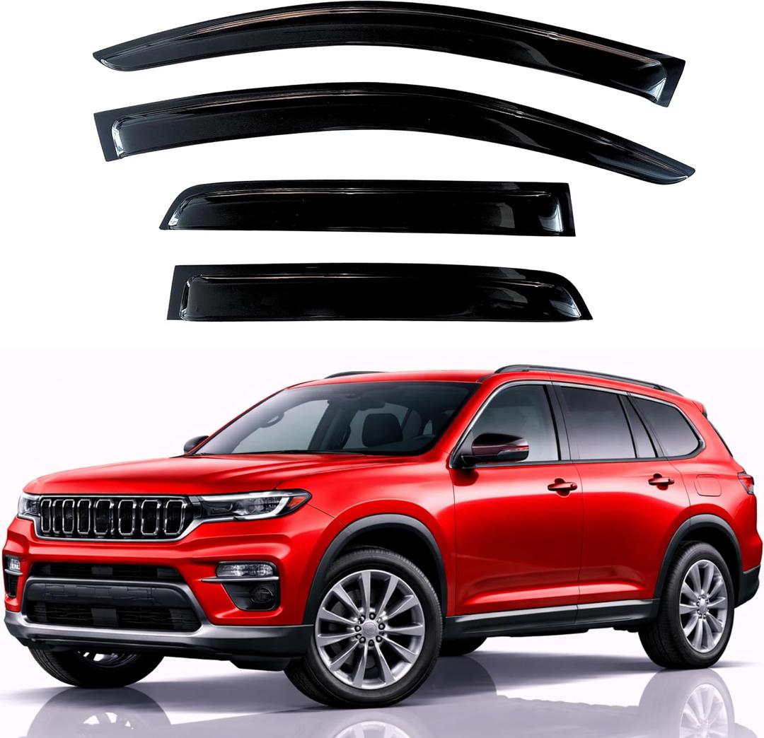 KPY Rain Guards Fit for 2021-2026 Jeep Grand Cherokee L, Out-Channel Window Visors Vent Wind Deflectors 4PC, Car Accessories for 21-26 Grand Cherokee L (Cherokee L Only)
