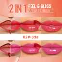 3 x 2Pcs Peel Off Lip Gloss Tattoo and Lip Oil 2-in-1, Lip Stain Peel Off Masque - Peel Off Lip Tint ,Long Lasting Waterproof Transfer-proof Lip Mask Lip Gloss Peel Off Lip Liner,Stay Lip Makeup 02#+03#