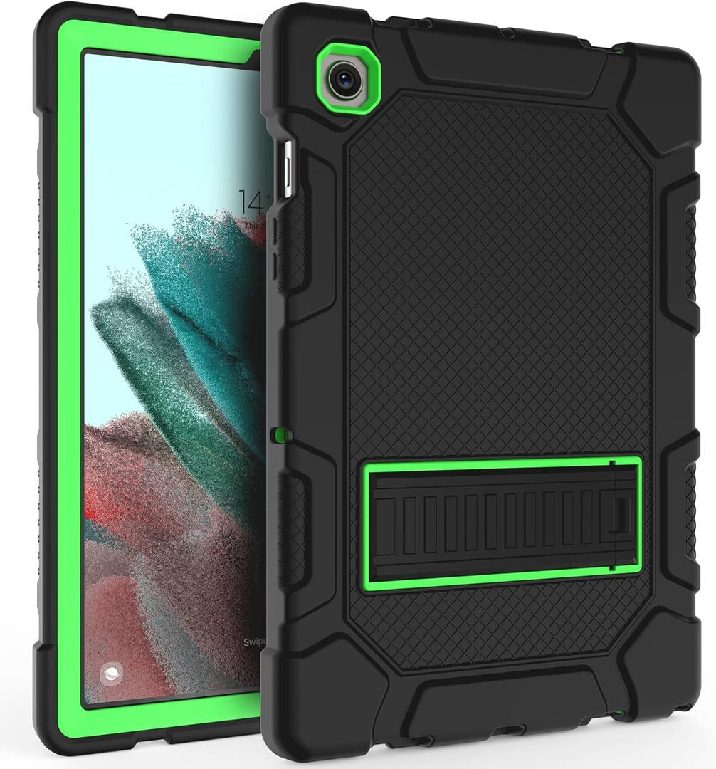 Samsung Galaxy Tab A8 Case with Kickstand, Hybrid Shockproof Rugged Cover for Samsung A8 Tablet Case 10.5 Inch (SM-X200/X205/X207), Black+Green