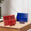 Flame-Shaped Pencil Holder (Includes 3 Flame-Themed Mini Figurines) Fun Office Desk Decor Accessory Gift for Teachers and Children (Green and light blue)