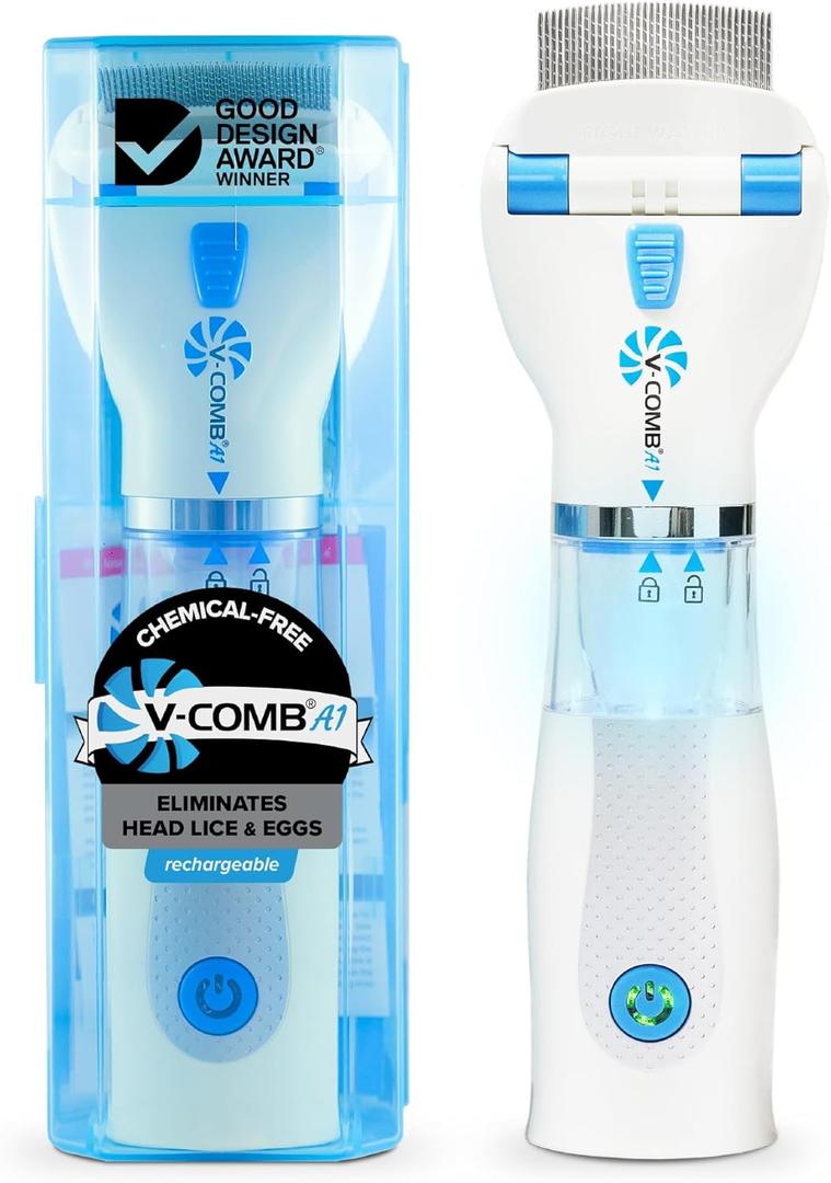 A1 Rechargeable Chemical-Free Lice Removal Electric Comb, Pack of Refill Filters, Natural Head Lice Solution for Children & Adults, Electric Lice Vacuum Comb, for All Hair Types, Gentle Lice Care