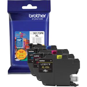 Brother Printer LC30173PK High Yield XL 3 Pack Ink Cartridges- 1 Ea: Cyan/Magenta/Yellow Ink