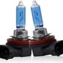 2 PCS H11 Car Halogen Bulbs, Ultra White Light Bulbs, 12V 100W Front Fog Light Bulbs, Super Bright High Beam Low Beam Bulb Auto Lights Universal for Most Cars, Trucks, SUVs (White)