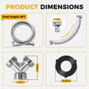 Steam Dryer Hose Installation Kit 6FT by AMI PARTS-Include 6 Ft 90 Degree Elbow Stainless Steel Hose-Fit for All Steam Dryers-1ft Inlet Adapter And Y Connector-Burst Proof Steam Dryer Water Line