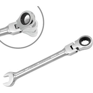 15mm Flex Head Ratchet Wrench, 12 Point Chrome Vanadium Steel Combination Spanner with 72 Tooth Ratcheting Gear, Metric Industrial Grade Tool for Automotive and Mechanical Maintenance