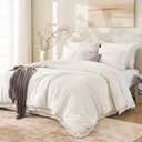 Andency Comforter Full Size Set Beige, 3 Pieces Boho Tassel Lightweight Bedding Full, Soft All Season Fluffy Bed Set Gift Choice (79x90In Comforter & 2 Pillowcases)
