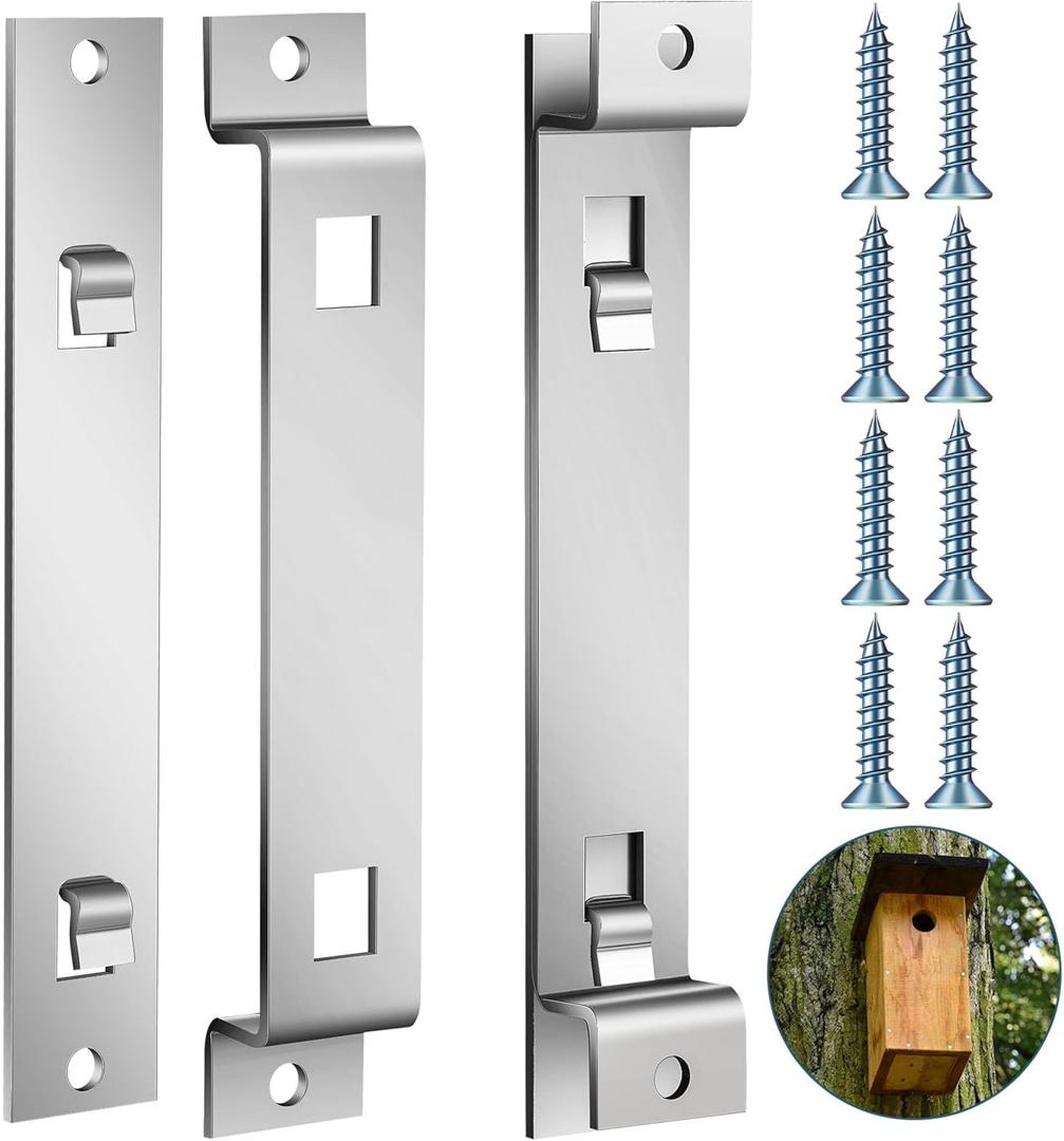 Blulu 2 Sets Bird House Hanger Bracket Stable Rust Proof Galvanized Steel Mounting Bracket for Securing Bird Houses Nesting Boxes Feeders, Quickly Remove for Cleaning (Silver)