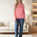 Womens Long Sleeve Thermal Shirts, 2025 Fall Winter Crew Neck Shirt for Women, Stretch Basic Tight Long Sleeve Underwear Tops (Pink, M)