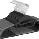 Heavy Duty Plastic Hangers 50 Pack with Non-Slip Design,0.2 Inches Thick,360Swivel Hook Space Saving Organizer for Bedroom Closet,Shirts,Pants,Strong Enough for Coat(Black- S Shaped)