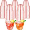 9oz Red Glitter Cups Disposable Wine Glasses Fancy Party Cups Clear Plastic Tumblers for Dessert, Drinking, Wedding, Party & Cocktail (100)