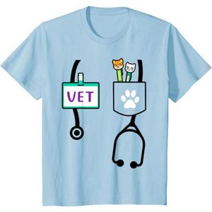 Kids Veterinarian Costume Gift Boys Girls Kids Animal Doctor Vet T-Shirt