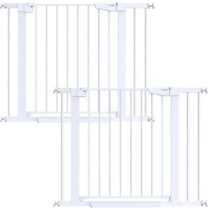 Cumbor 2 Pack 29.7-40.6"(Extensions Included) Baby Gate for Stairs, Mom's Choice Awards Winner-Auto Close Dog Gate for doorways, Pressure Mounted Pet Gate Indoor, Wide Safety Child Gate for Dog,White
