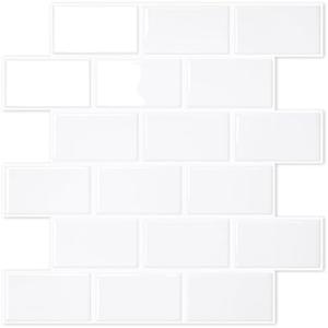 STICKGOO White Peel and Stick Subway Tile, Stick on Backsplash Tiles for Kitchen and Bathroom, Flexible Vinyl Wall Tile, Easy DIY Installation