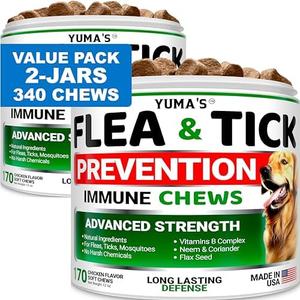 (2 Pack) Flea and Tick Prevention for Dogs Chewables - Natural Dog Flea and Tick Treatment Chewable Supplement - Oral Pills - All Breeds & Ages - Soft Chews - Made in USA (Exp: 07/2026)