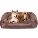 Medium Dog Bed for Medium Dogs Washable, Soft and Comfort Pet Beds, Calming Dog Sofa Bed with Raised Edges, Non-Slip Bottom, Brown(31.4"L x 23.6"W x 7"Th)
