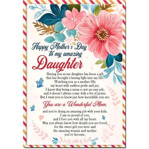 Mother's Day Card for Daughter, 5x7 Inches Greeting Card, Premium Envelope and Seal, Heartfelt Card from Mom and Dad, Unique Daughter Mothers Day Cards