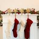 DOYOLLA Snowflake Christmas Stocking Holders Set of 4, Xmas Stocking Holders for Mantle, Mantel Fireplace Topper Stand Hooks, Stockings Hangers for Holiday Decorations