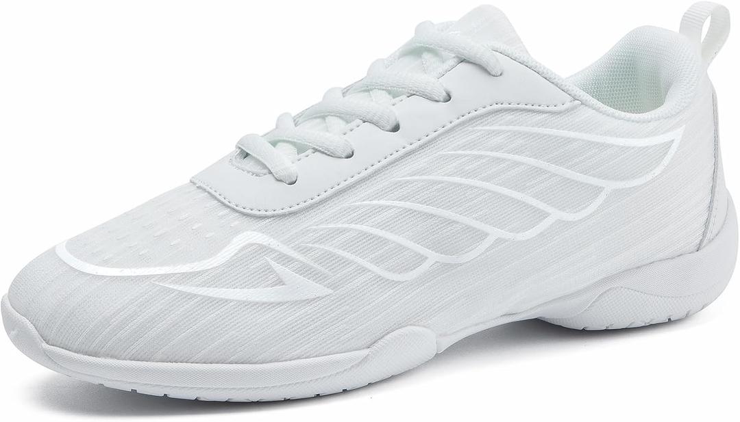 White Cheer Shoes for Girls Womens Cheer Shoes Youth Girls Cheerleading Shoes Competition Gear Dance Tennis Sports Training Athletic Comfortable Flats Breathable Soft Kids Cheer Sneakers (1 Little Kid)