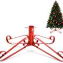 Foilswirl Christmas Tree Stand for Artificial Fake Tree Holder 4 to 8 FT Iron Metal Adjuatable Xmas Tree Base with Thumb Screw Indoor Outdoor Holiday Party Decor Fits Up to 1.4" Tree Trunk (Red)