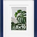 Egofine 8x10 Picture Frame Made of Solid Wood Covered by Plexiglass, Display Pictures 4x6/5x7 with Mat or 8x10 Without Mat for Table Top Display and Wall Mounting Photo Frame, Navy Blue