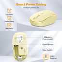TECKNET Wireless Mouse, 2.4G Quiet Computer Mouse with USB Receiver, 4 Buttons Portable Cordless Mice for Chromebook, Laptop, PC, Mac, 800/1200/1600 DPI - Yellow