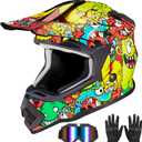 VCOROS Youth Kids Dirt Bike Helmets Motocross Street Offroad BMX MX ATV Dirtbike Motorcycle Helmet VS-905 with Goggles Gloves DOT Approved, Medium 