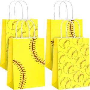 2 x 16 Pcs Softball Party Treat Bags,Softball Gift Bags,Softball Goodie Favor Treat Bags,Softball Treat Candy Bags with Handle,Softball Present Bags for Sport Softball Birthday Party Decorations Supplies