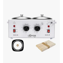 Professional Waxing Kit Wax Warmer Double Pot Wax Heater Machine for Hair Removal, Large Waxing Pot for Spa Salon Beauty Esthetician Home, with Adjustable Temperature Set, 50 Stick(White)